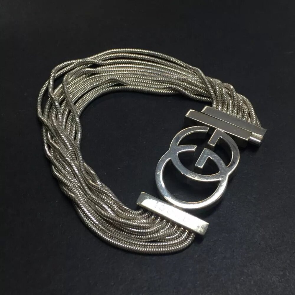 Gucci Interlocking G Logo Multi-Strand Silver Bra… - image 3